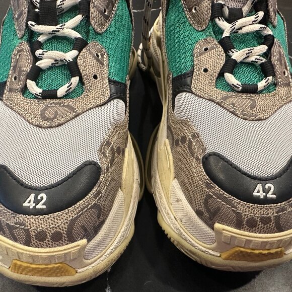 Gucci x Balenciaga The Hacker Project Triple S Beige Green Yellow - Size 42- US9 - Picture 8 of 13